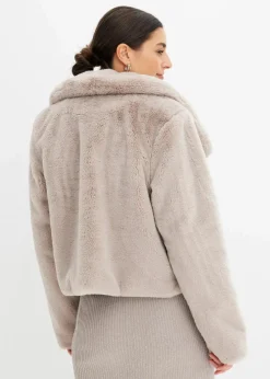bonprix Bekleidung·Hosen|Jacken & Mäntel^Fellimitat-Jacke naturstein