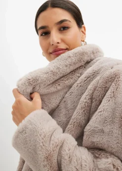 bonprix Bekleidung·Hosen|Jacken & Mäntel^Fellimitat-Jacke naturstein