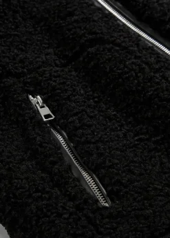 bonprix Jacken & Mäntel|Nachhaltigere Materialien^Fellimitat-Jacke aus Teddyfleece schwarz
