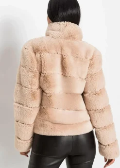 bonprix Bekleidung·Hosen|Jacken & Mäntel^Fellimitat-Jacke mit Reißverschluss rosebeige