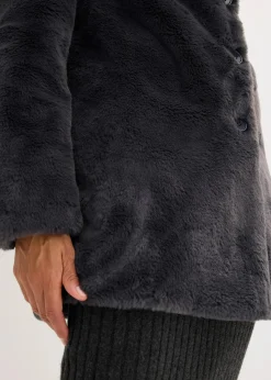 bonprix Jacken & Mäntel|Bekleidung·Hosen^Fellimitat-Mantel schiefergrau