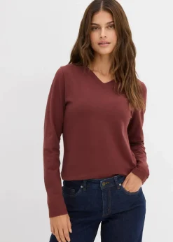 bonprix Bekleidung·Röcke|Nachhaltigere Materialien^Figurbetontes Langarmshirt kaffeebraun