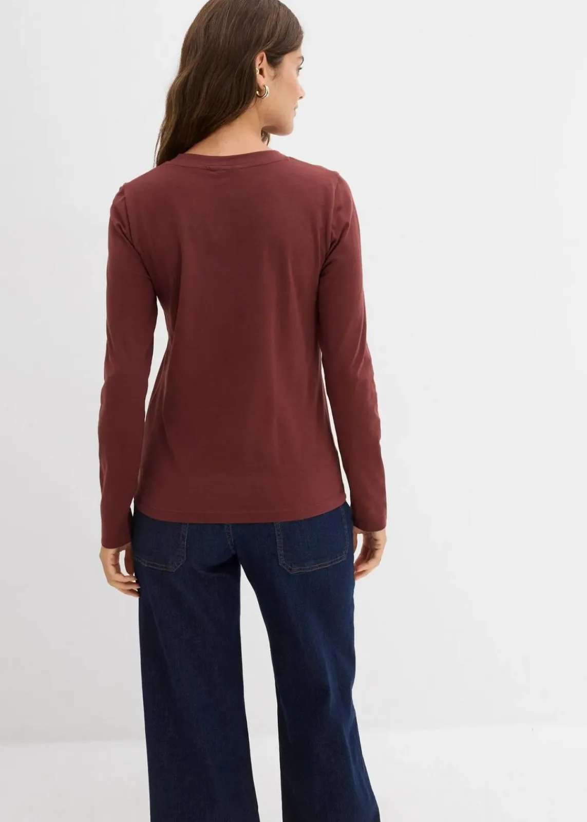 bonprix Bekleidung·Röcke|Nachhaltigere Materialien^Figurbetontes Langarmshirt kaffeebraun