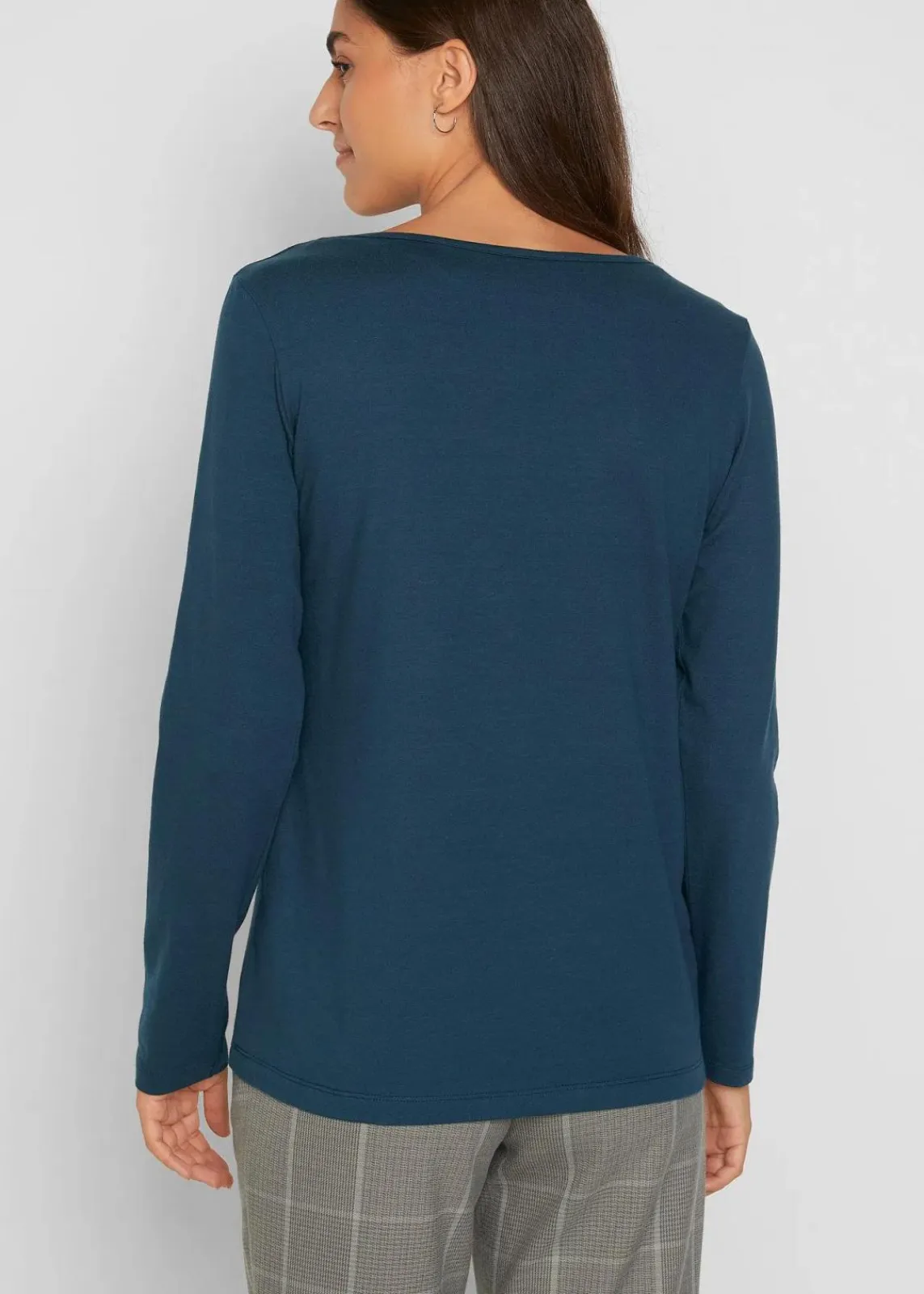 bonprix Shirts & Tops|Basics^Figurbetontes Langarmshirt (2er Pack) dunkelblau+anthrazit meliert
