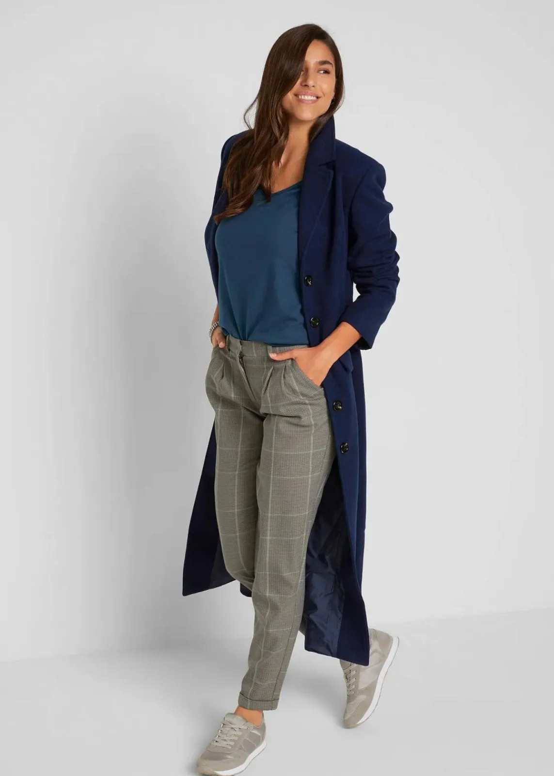 bonprix Shirts & Tops|Basics^Figurbetontes Langarmshirt (2er Pack) dunkelblau+anthrazit meliert