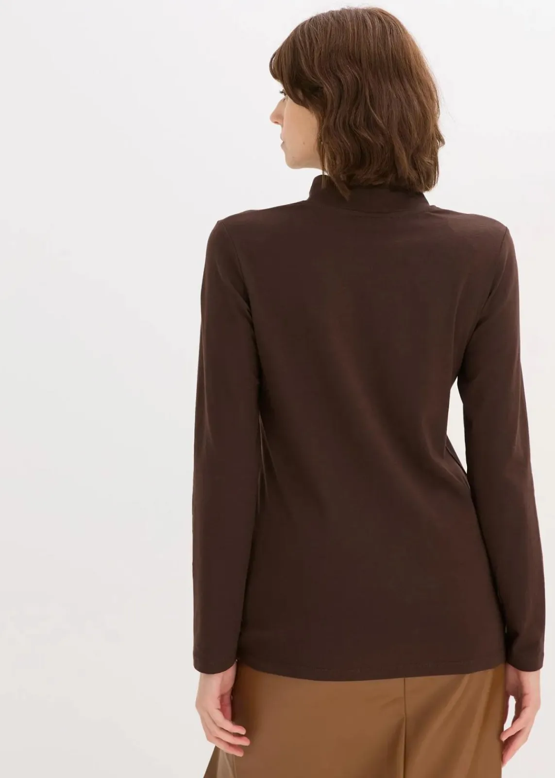 bonprix Shirts & Tops|Basics^Figurbetontes Langarmshirt dunkelbraun