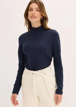 bonprix Shirts & Tops|Basics^Figurbetontes Langarmshirt tintenblau