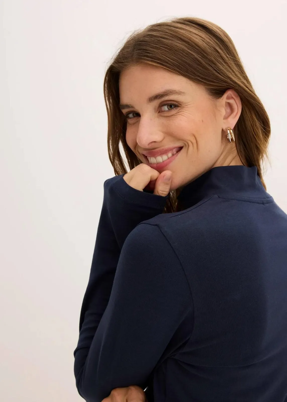 bonprix Shirts & Tops|Basics^Figurbetontes Langarmshirt tintenblau