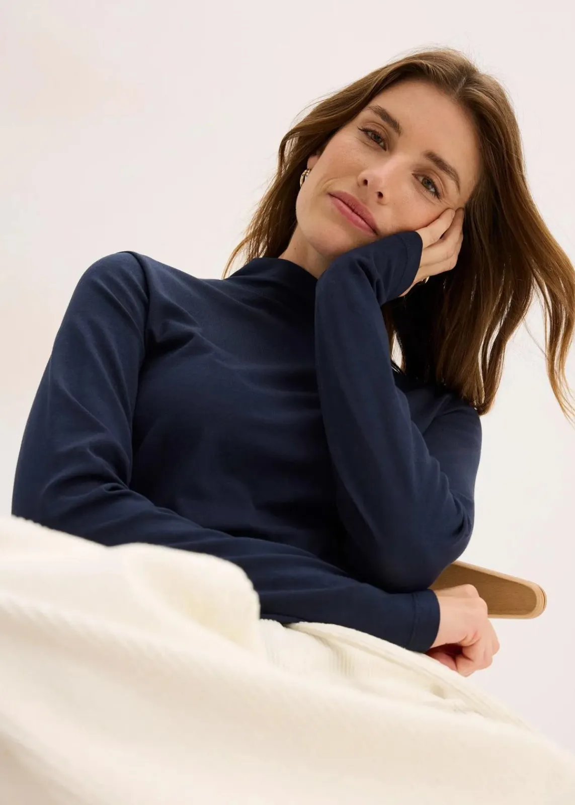 bonprix Shirts & Tops|Basics^Figurbetontes Langarmshirt tintenblau