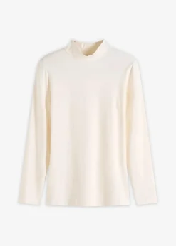 bonprix Bekleidung·Röcke|Nachhaltigere Materialien^Figurbetontes Langarmshirt perlweiß