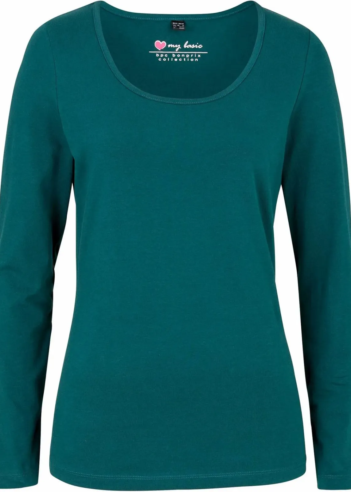 bonprix Shirts & Tops|Basics^Figurbetontes Langarmshirt petrolgrün