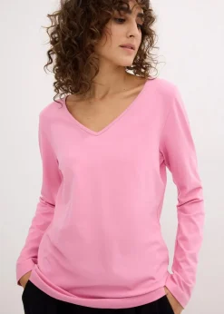 bonprix Shirts & Tops|Basics^Figurbetontes Langarmshirt (2er Pack) blütenpink+schwarz