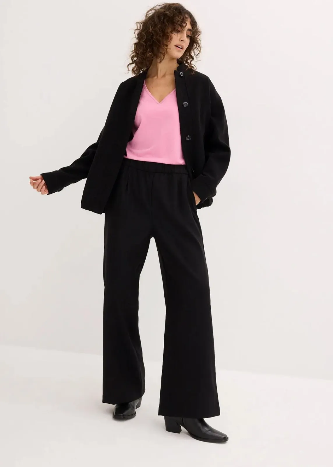 bonprix Shirts & Tops|Basics^Figurbetontes Langarmshirt (2er Pack) blütenpink+schwarz