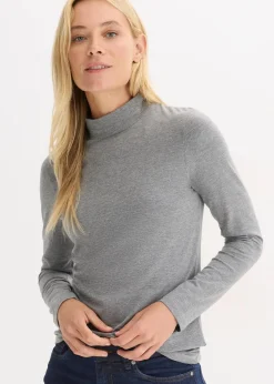 bonprix Shirts & Tops|Basics^Figurbetontes Langarmshirt grau meliert meliert