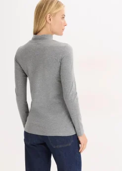 bonprix Shirts & Tops|Basics^Figurbetontes Langarmshirt grau meliert meliert