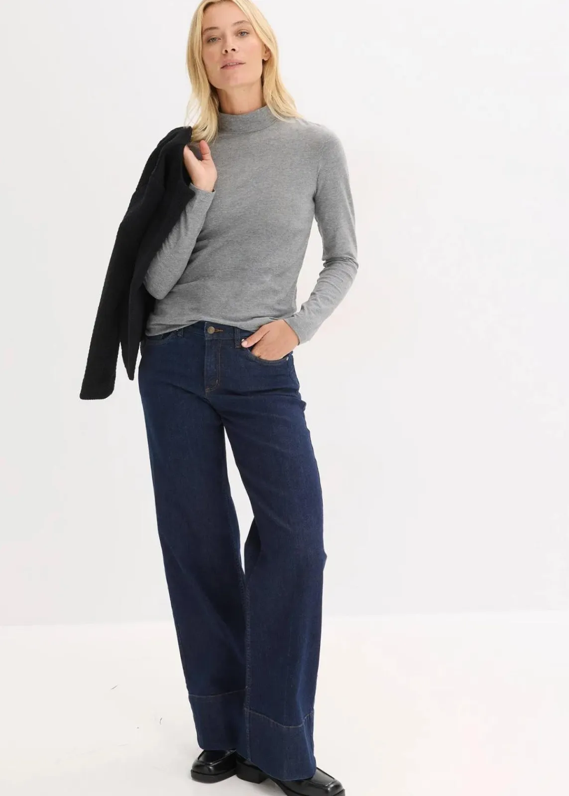 bonprix Shirts & Tops|Basics^Figurbetontes Langarmshirt grau meliert meliert