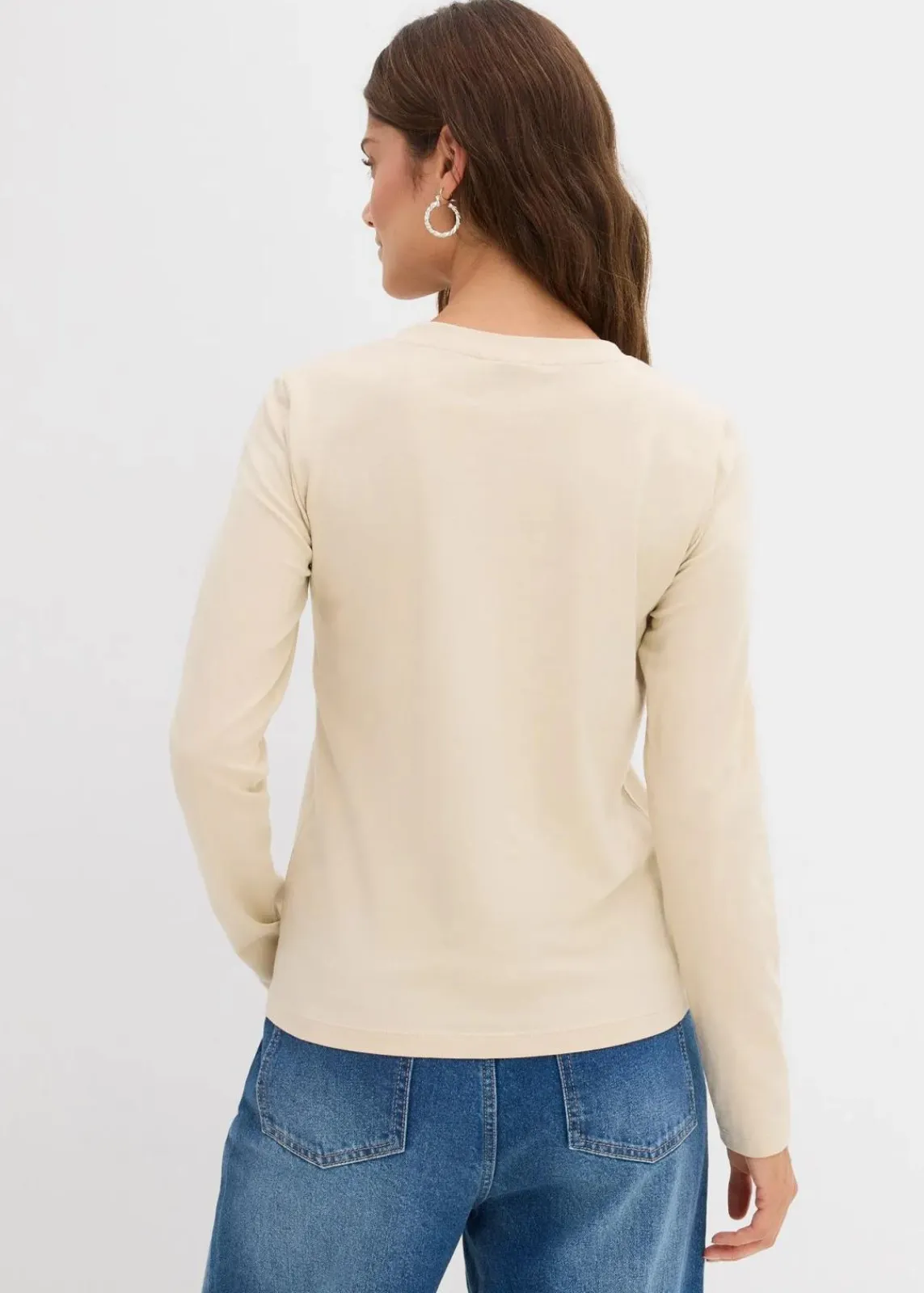 bonprix Shirts & Tops|Basics^Figurbetontes Langarmshirt hellsand