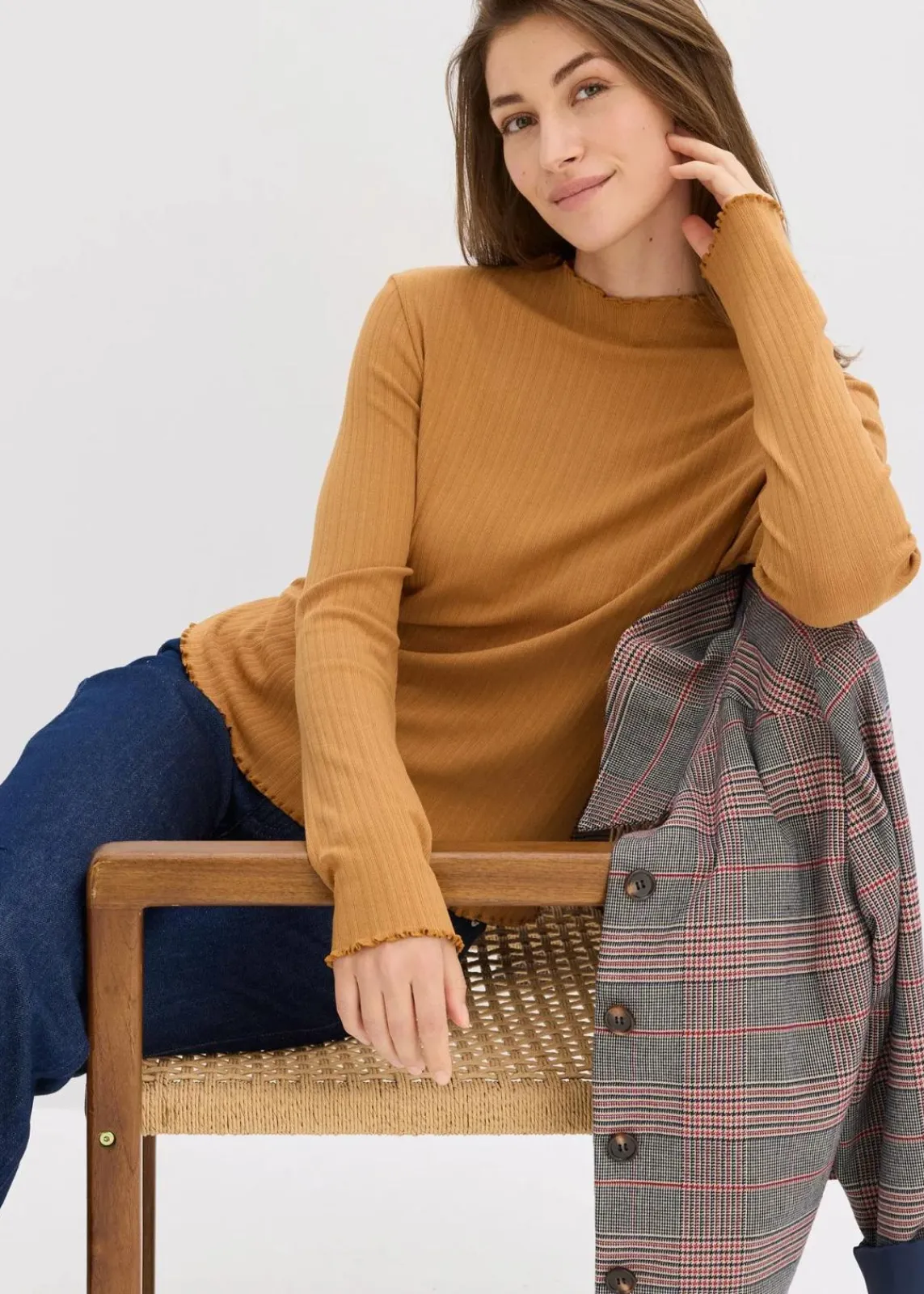 bonprix Shirts & Tops^Figurbetontes Rippshirt haselnuss