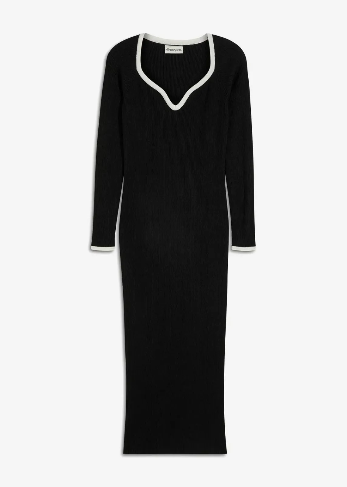 bonprix Bekleidung·Umstandsmode|Strickmode^Figurbetontes Strickkleid schwarz/wollweiß