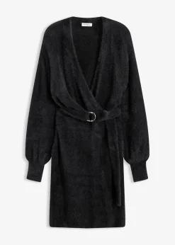 bonprix Bekleidung·Umstandsmode|Bekleidung·Pullover & Strickjacken^Figurbetontes Strickkleid mit Accessoire schwarz