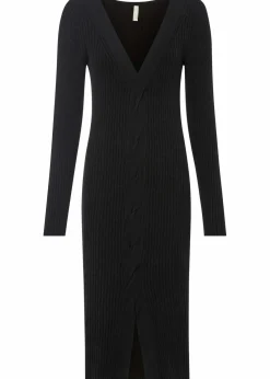 bonprix Strickmode|Kleider^Figurbetontes Strickkleid mit Zopf-Detail schwarz