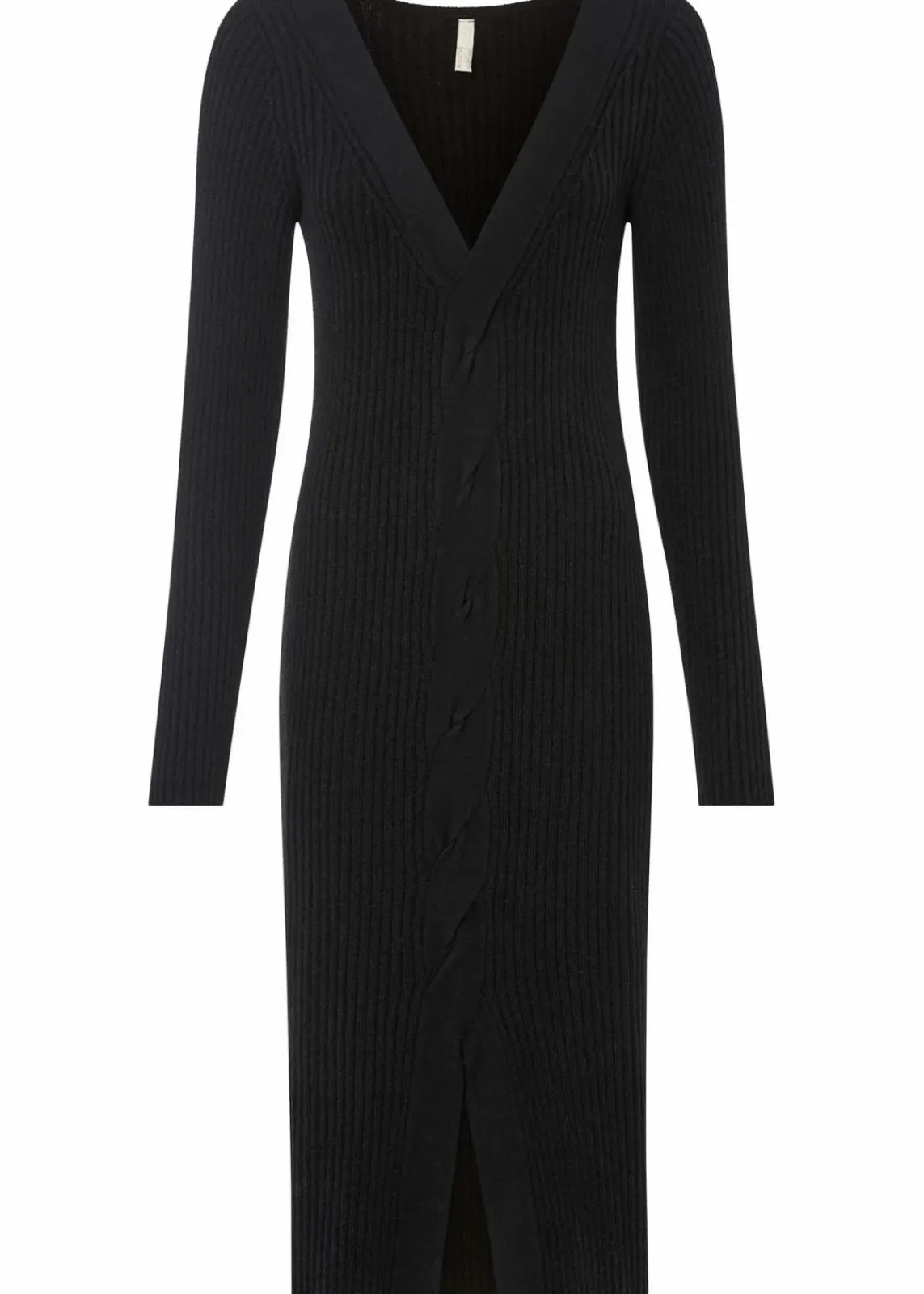 bonprix Strickmode|Kleider^Figurbetontes Strickkleid mit Zopf-Detail schwarz