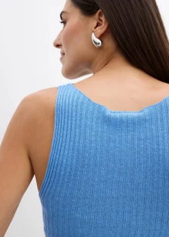 bonprix Strickmode|Shirts & Tops^Figurbetontes Stricktop aus Viskose-Mix mittelblau