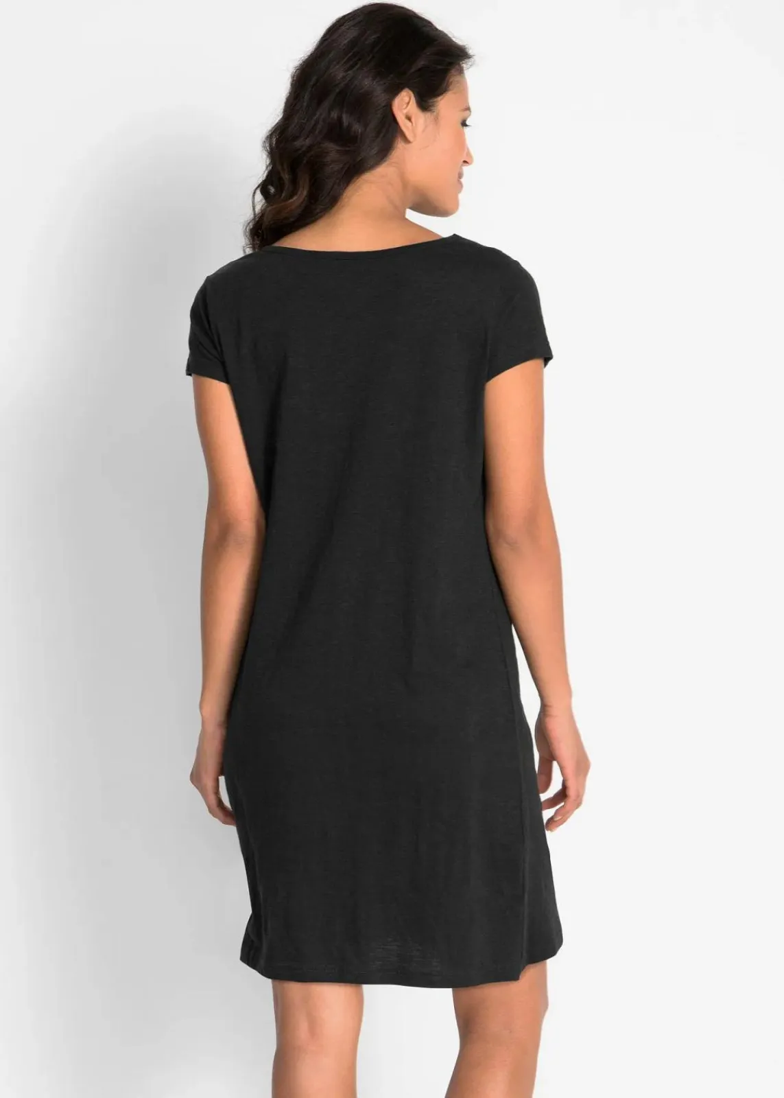 bonprix Bekleidung·Pullover & Strickjacken|Kleider^Flammgarn-Jerseykleid aus reiner Baumwolle schwarz geblümt