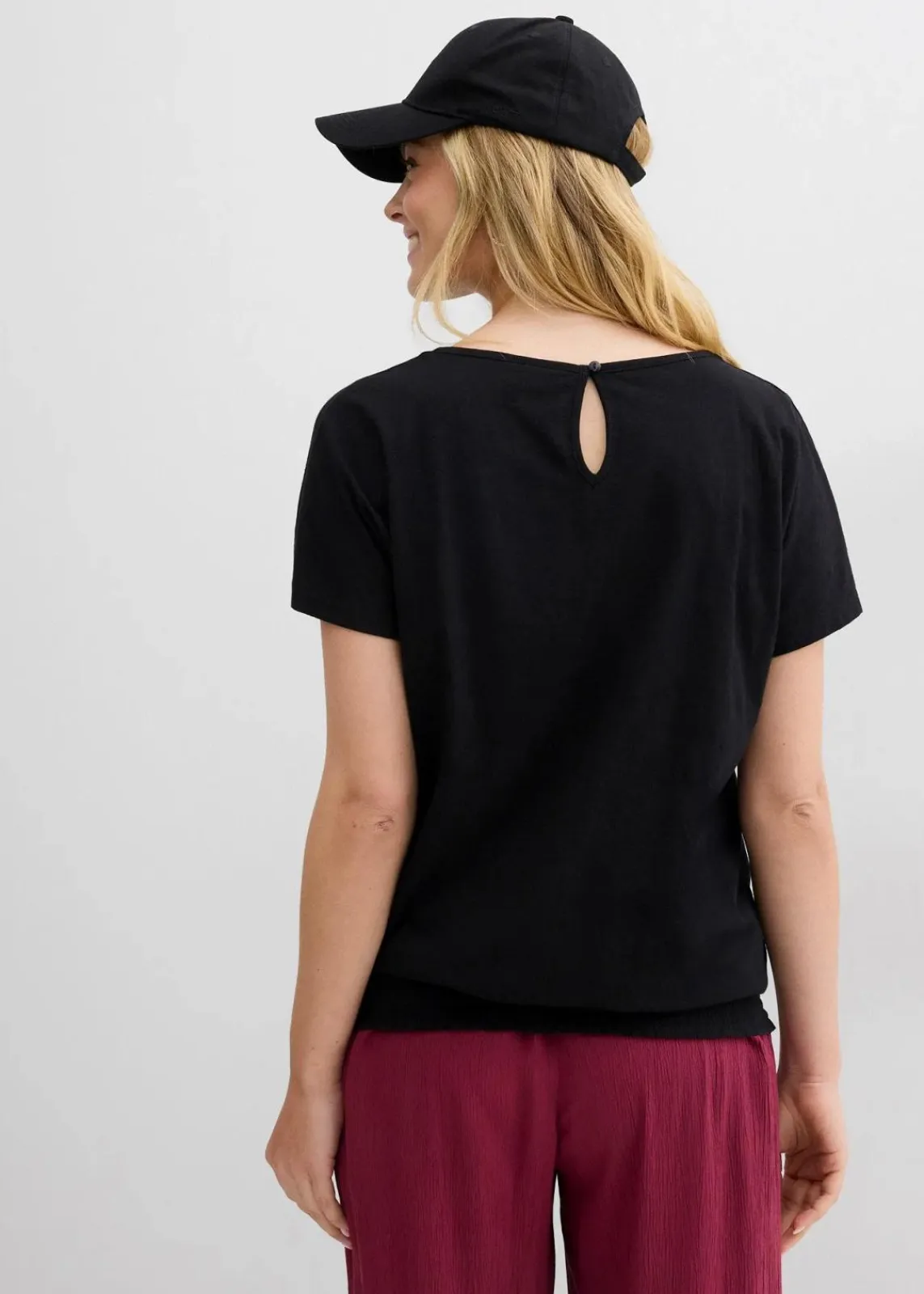 bonprix Nachhaltigere Materialien|Shirts & Tops^Flammgarn-Shirt aus Bio-Baumwolle mit Smockbund schwarz