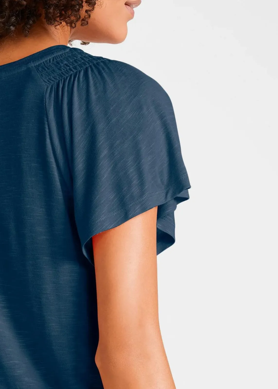 bonprix Nachhaltigere Materialien|Shirts & Tops^Flammgarn-Shirt mit Flügelärmeln dunkelblau