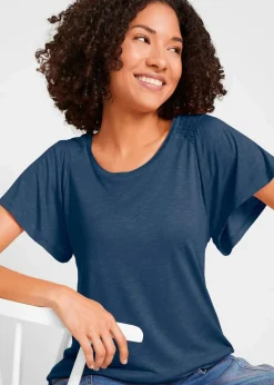 bonprix Shirts & Tops|Nachhaltigere Materialien^Flammgarn-Shirt mit Flügelärmeln beere