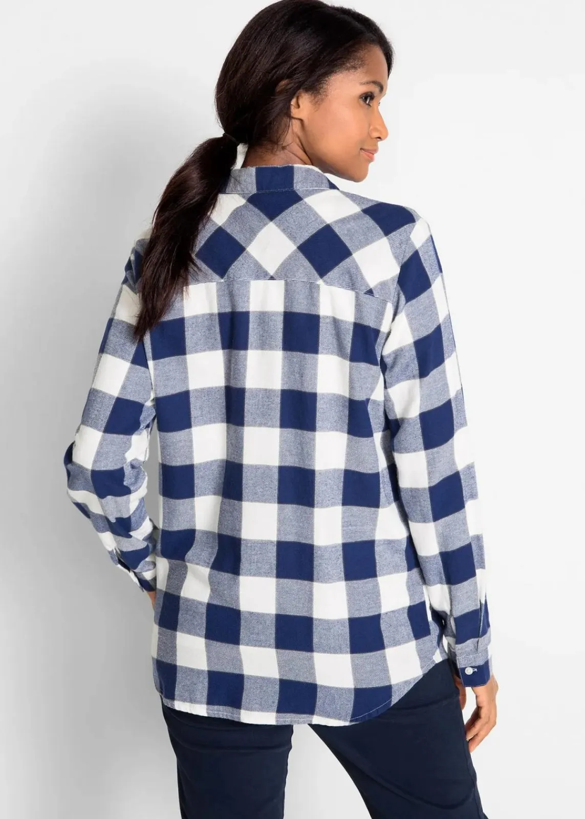 bonprix Bekleidung·Jacken & Mäntel|Blusen & Tuniken^Flanellhemd mitternachtsblau kariert