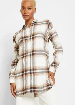 bonprix Bekleidung·Jacken & Mäntel|Blusen & Tuniken^Flanellhemd aus reiner Baumwolle dunkelbraun kariert