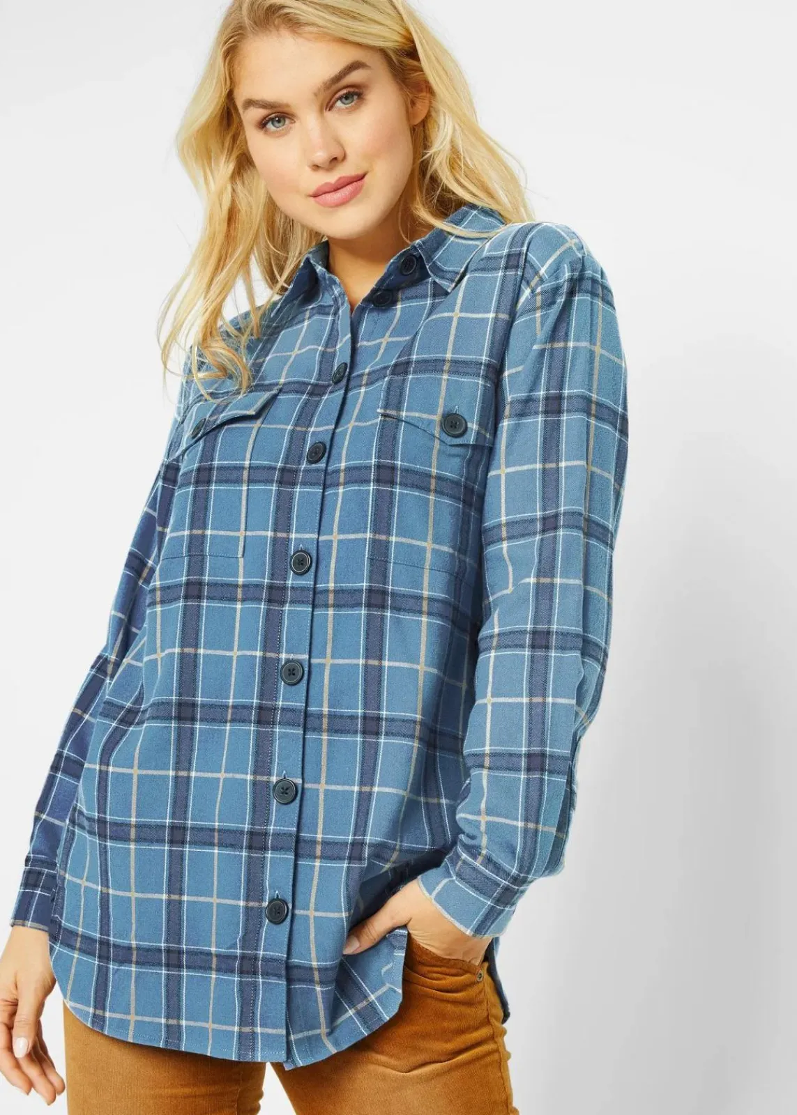 bonprix Bekleidung·Jacken & Mäntel|Blusen & Tuniken^Flanellhemd, extra warm jeansblau kariert
