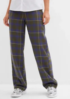 bonprix Hosen|Bekleidung·Kleider^Flanellhose aus reiner Bio-Baumwolle dunkeloliv kariert