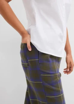 bonprix Hosen|Bekleidung·Kleider^Flanellhose aus reiner Bio-Baumwolle dunkeloliv kariert