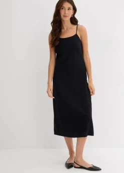 bonprix Kleider^Flanell-Trägerkleid aus reiner Baumwolle schwarz
