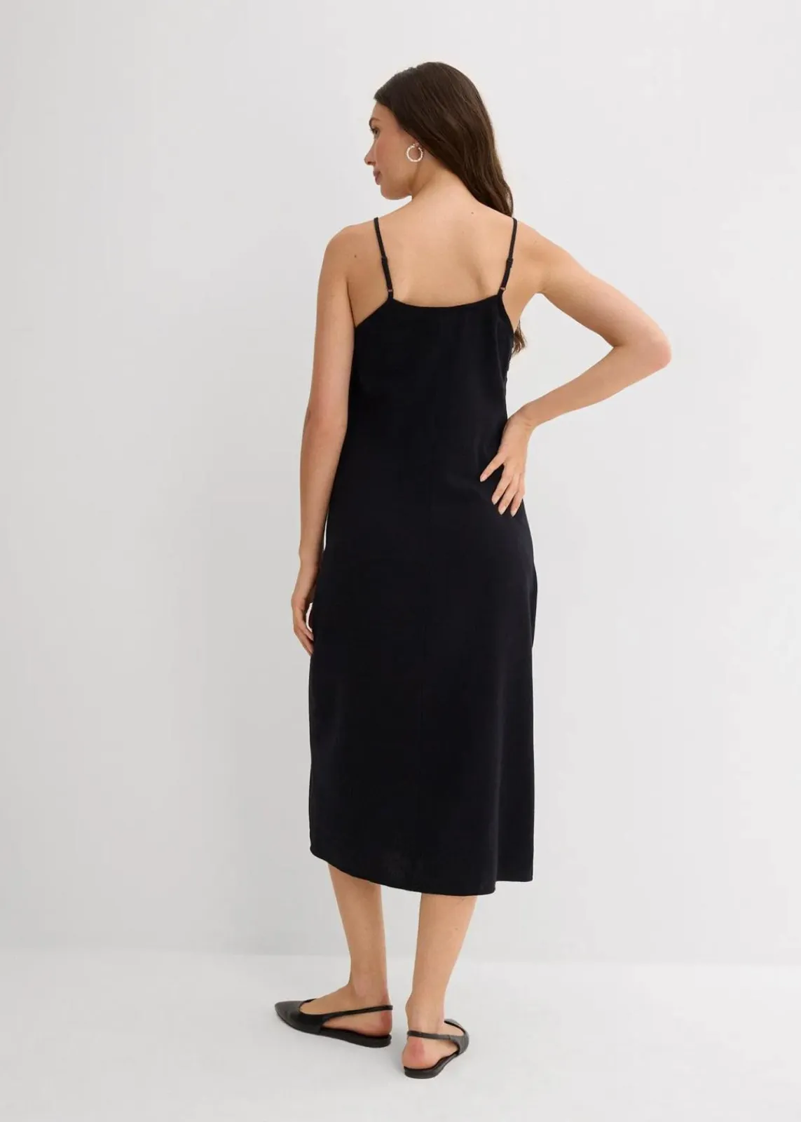 bonprix Kleider^Flanell-Trägerkleid aus reiner Baumwolle schwarz