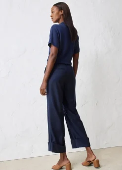 bonprix Bekleidung·Kleider|Hosen^Flared Hose mit Wollanteil dunkelblau