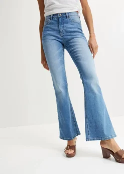 bonprix Bekleidung·Shirts & Tops|Jeans^Flared Jeans High Waist hellblau denim used