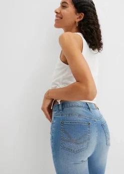 bonprix Bekleidung·Shirts & Tops|Jeans^Flared Jeans High Waist hellblau denim used