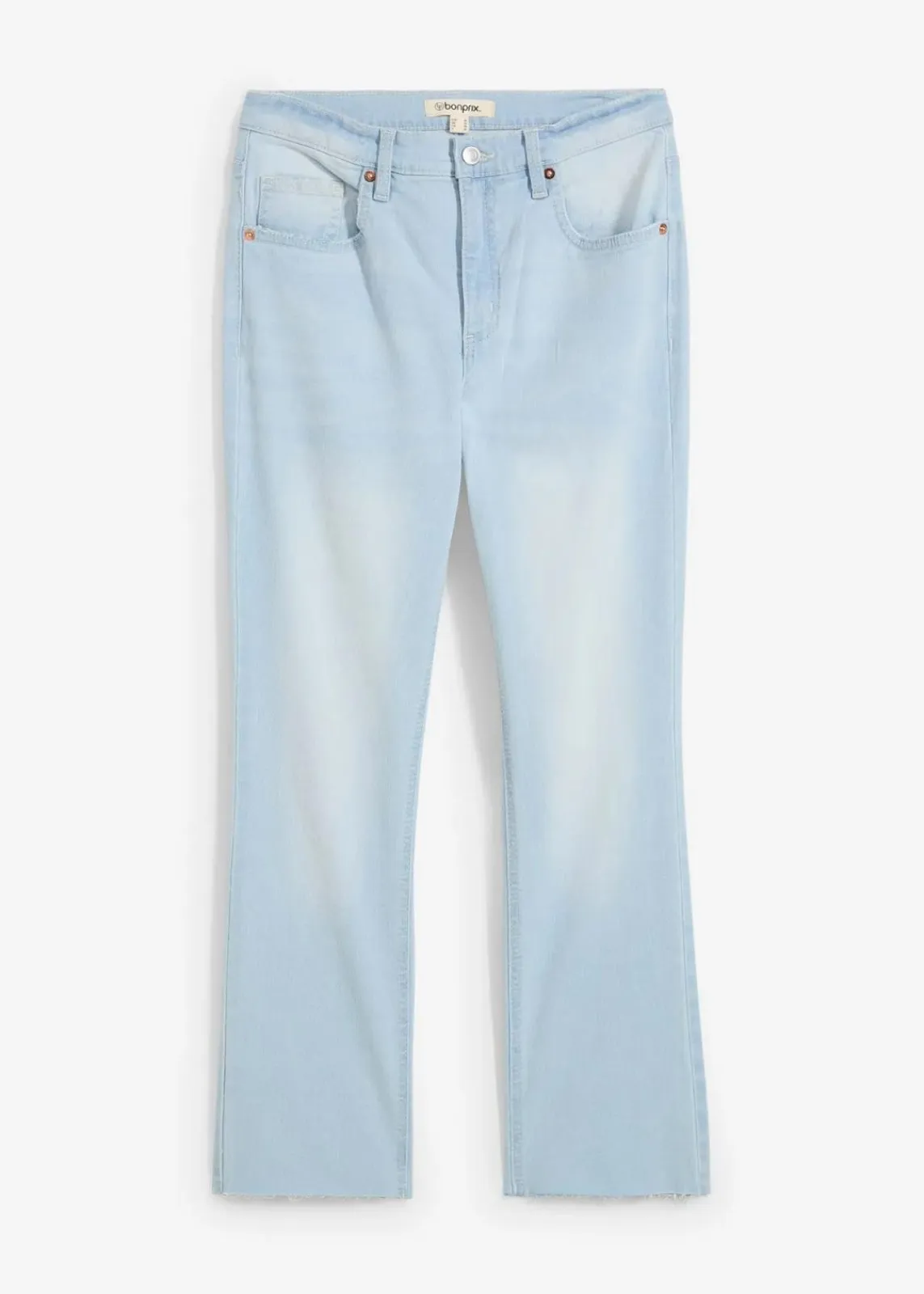 bonprix Jeans|Bekleidung·Shirts & Tops^Flared Jeans High Waist, cropped eisblau denim used