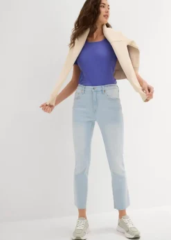 bonprix Jeans|Bekleidung·Shirts & Tops^Flared Jeans High Waist, cropped eisblau denim used