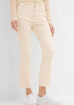 bonprix Bekleidung·Shirts & Tops|Jeans^Flared Jeans High Waist, cropped naturbeige