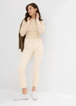 bonprix Bekleidung·Shirts & Tops|Jeans^Flared Jeans High Waist, cropped naturbeige