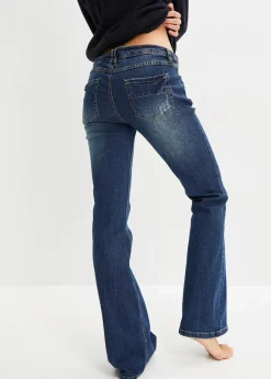 bonprix Bekleidung·Shirts & Tops|Jeans^Flared Jeans Low Waist, Stretch nachtblau denim