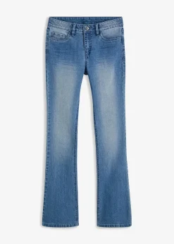 bonprix Kurzgrößen|Bekleidung·Shirts & Tops^Flared Jeans Mid Waist, Stretch hellblau denim