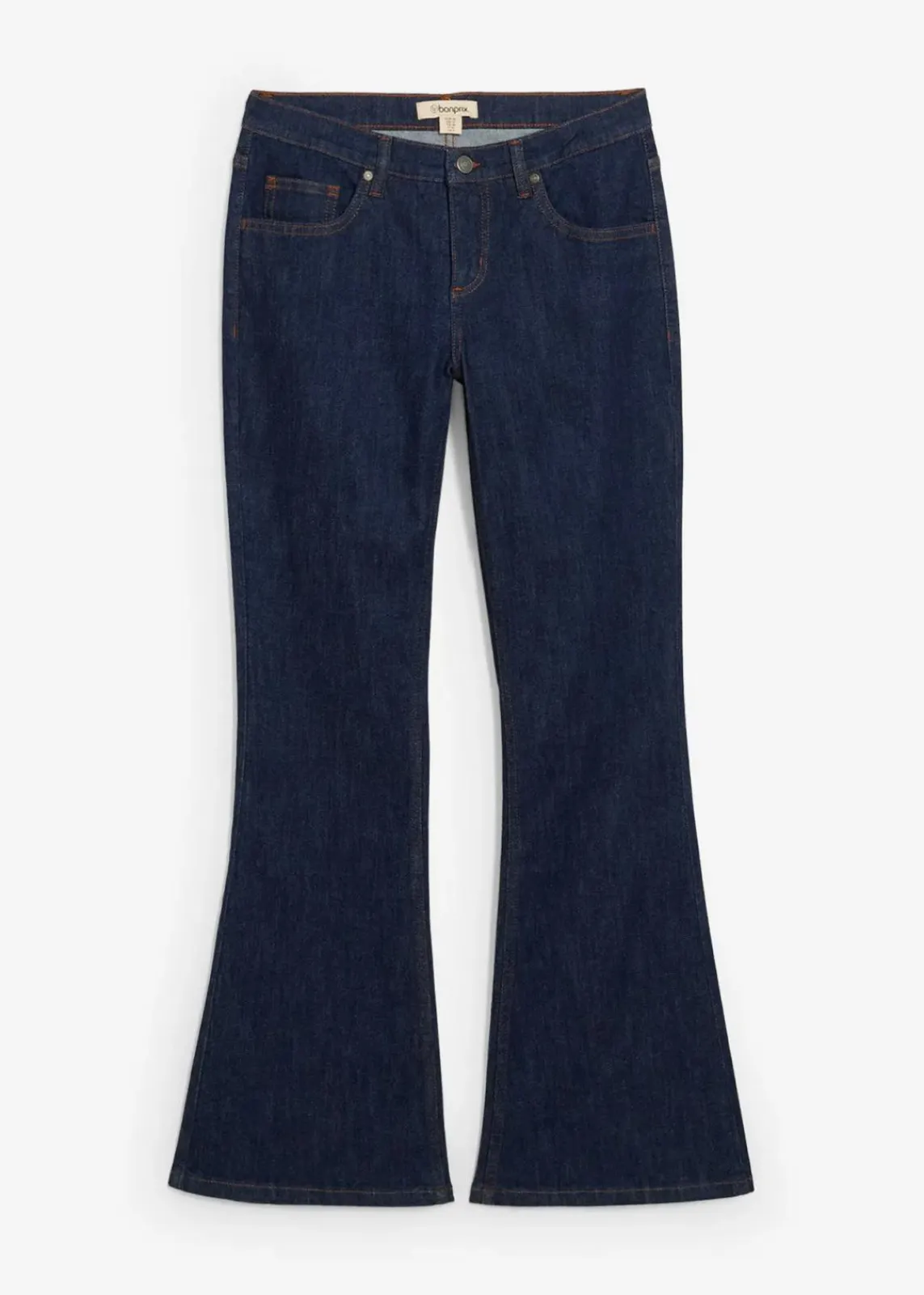 bonprix Bekleidung·Shirts & Tops|Jeans^Flared-Jeans Mid Waist dunkelblau denim