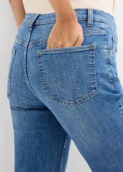 bonprix Jeans|Bekleidung·Shirts & Tops^Flared-Jeans Mid Waist mittelblau denim used