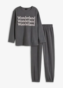 bonprix Wäsche·Homewear|Wäsche·Nachtwäsche^Fleece Loungewear Hausanzug schiefergrau bedruckt